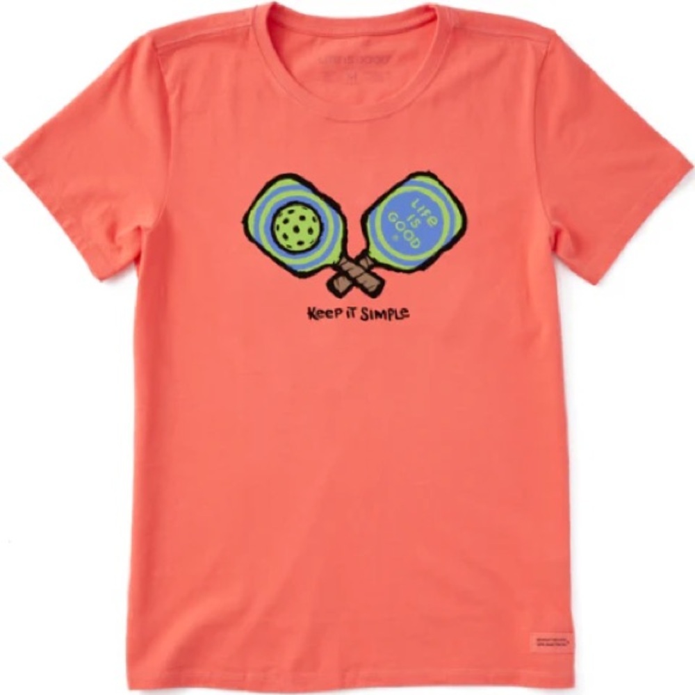 Life is Good mango orange keep it simple pickleball Tee Shirt never worn XXL